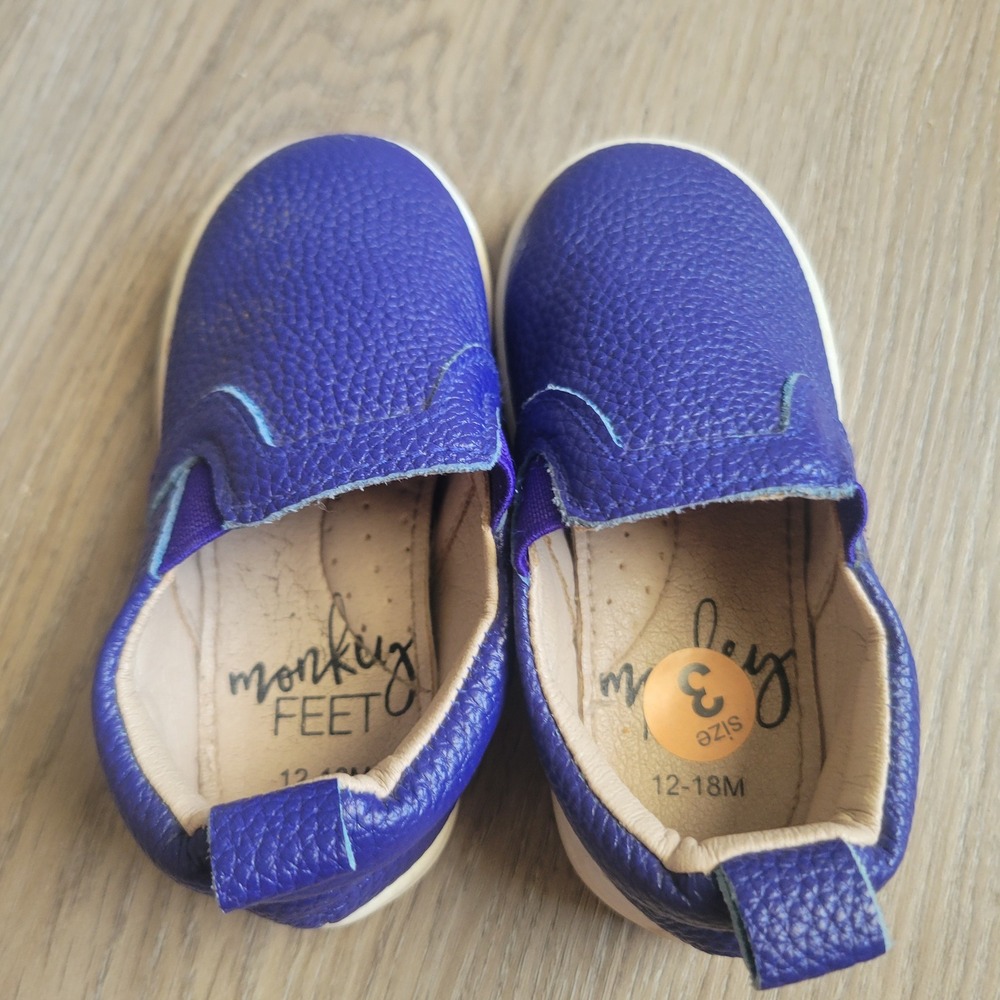 Monkey Feet Unisex Slip On Shoes 3 Purple Pebbled Leather Casual Loafer